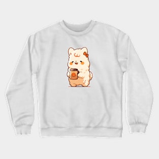 cute llama drinking hot chocolate Crewneck Sweatshirt